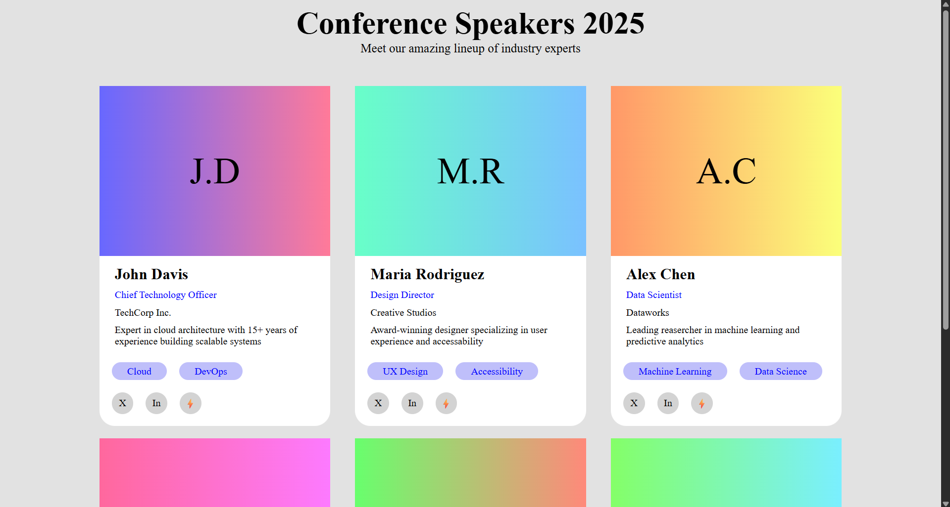 Event Speaker Webpage
